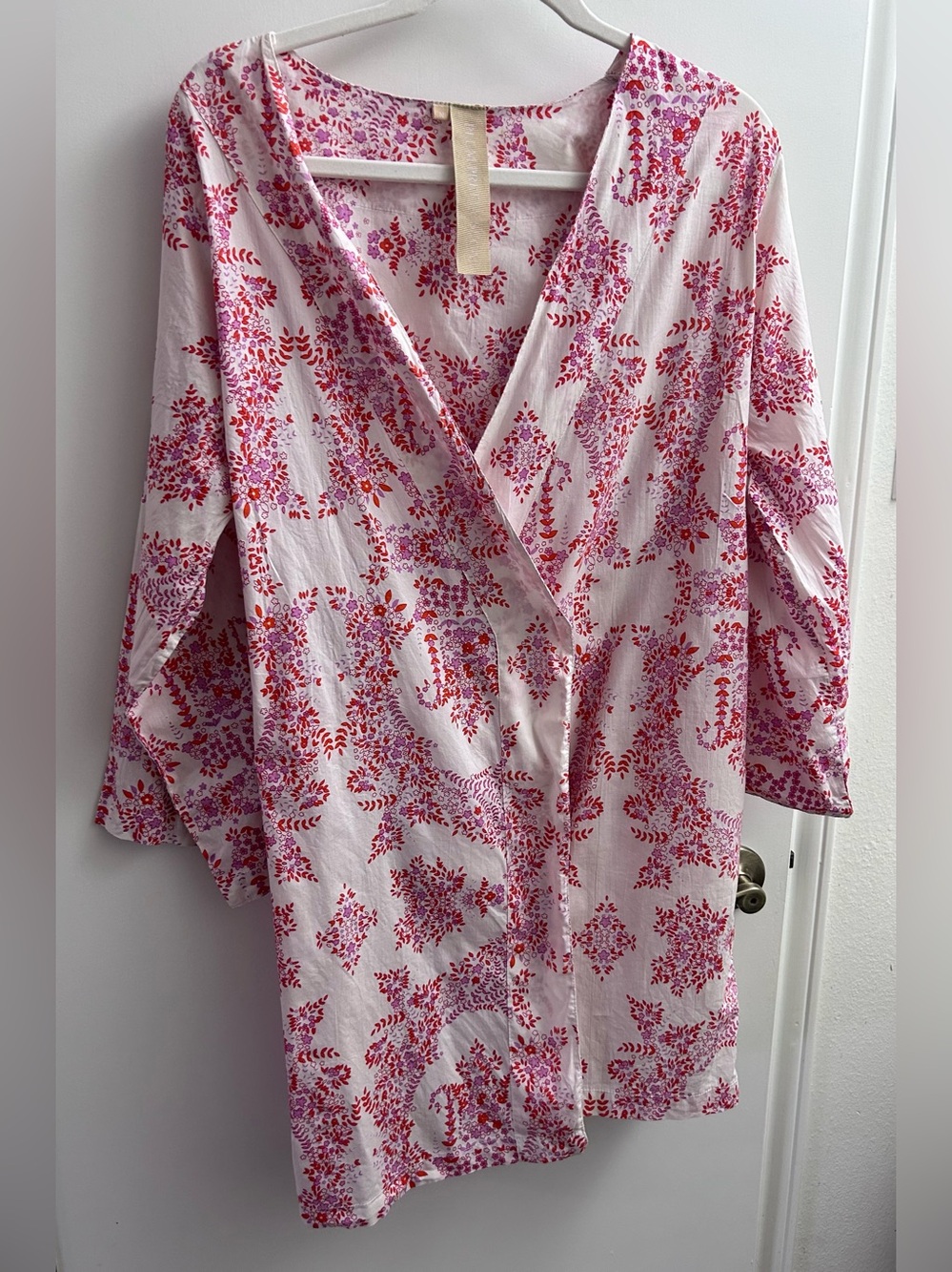 Plum Pretty Sugar Floral Print Wrap Top Kimono/Robe Pink Orange White